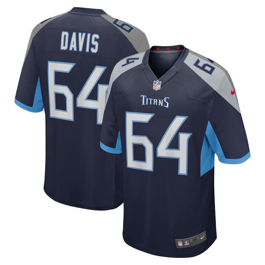 Men Tennessee Titans #64 Nate Davis Nike Navy Game NFL Jersey